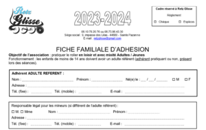 Fiche d'adhésion 2023-2024